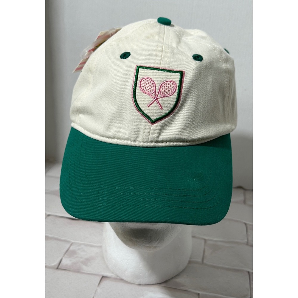 Frasier‎ Sterling Sport Tennis Crest Baseball Cap Cream Green Adjustable Strap